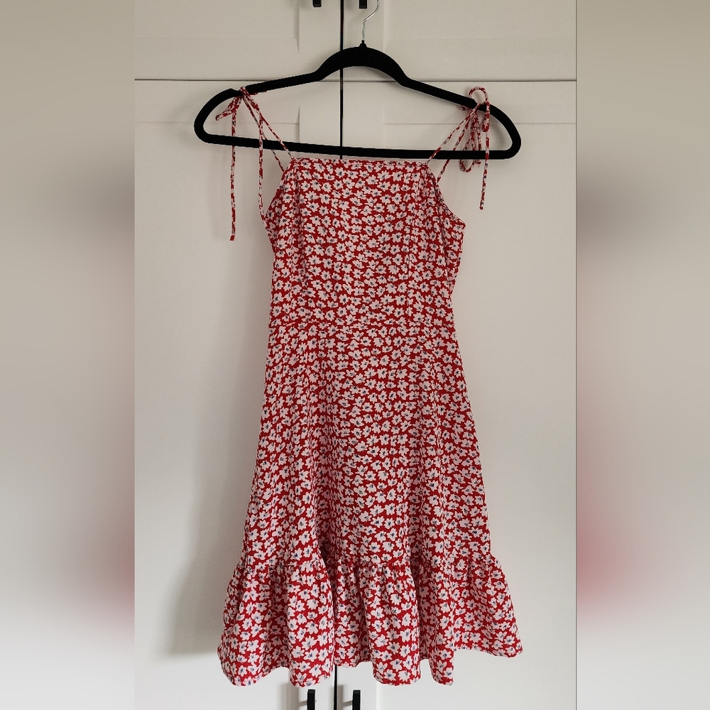 Red and White Floral SunDress